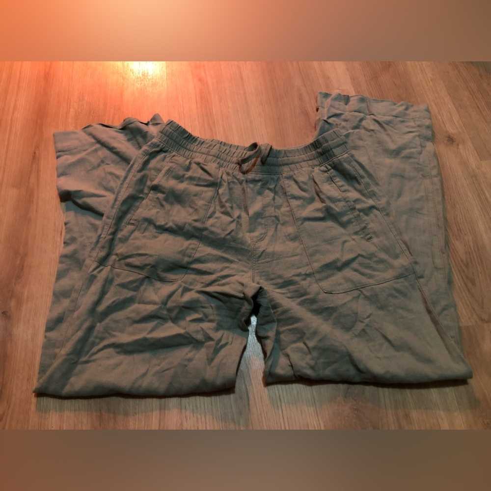 Frank & Oak Olive Green Straight-Leg Drawstring Trousers